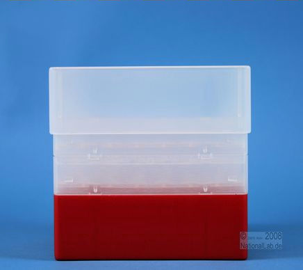 Kunststoffboxen EPPi Box, 96mm, rot, Deckel mit Hoehenanschlag fuer 128mm Gesamthoehe